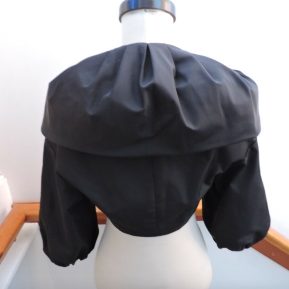 NWT $258 BCBGMAXAZRIA STUNNING EVENING JACKET BLACK SHRUG CROP XXS - Picture 4 of 7